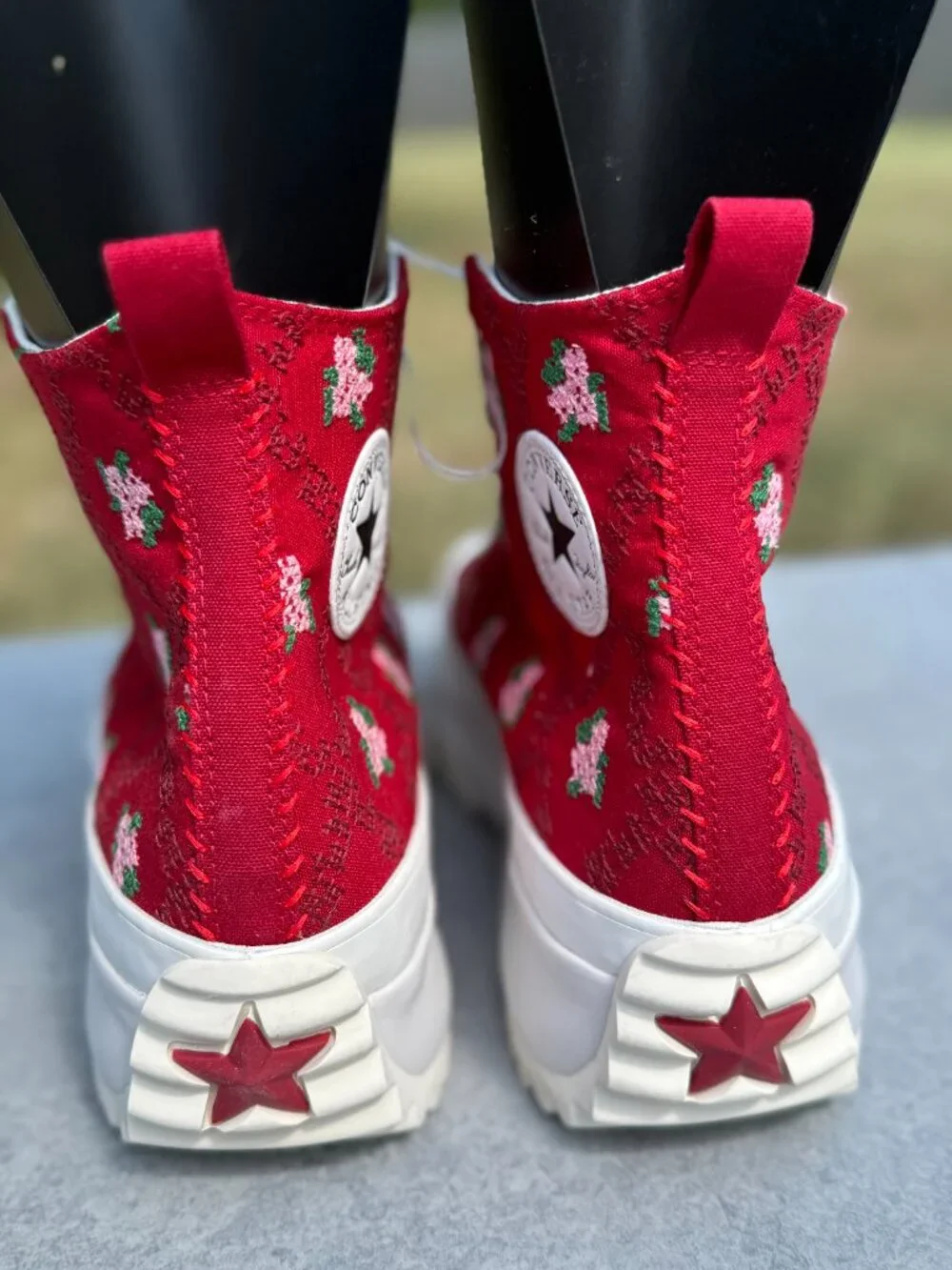 Converse Run Star Hike Mens 13 Womens 14.5 Red Floral Platform Coquette Y2K 4245